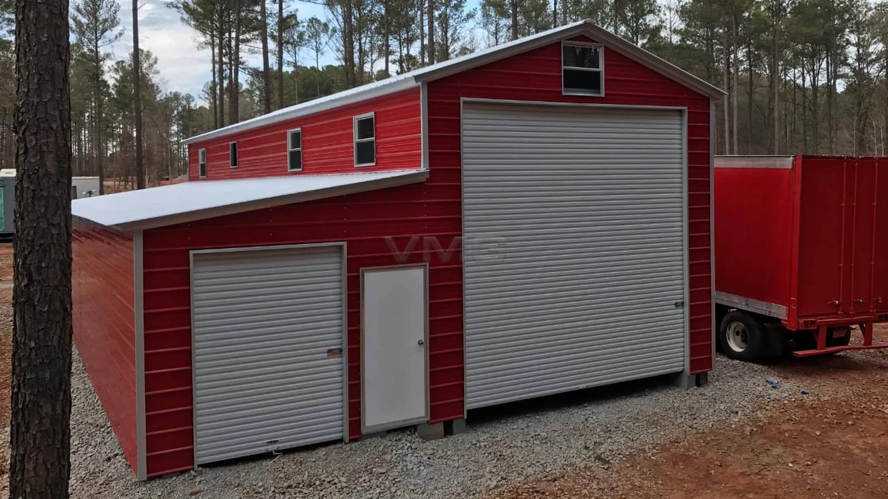 24x40x14 Garage Building with Lean-to