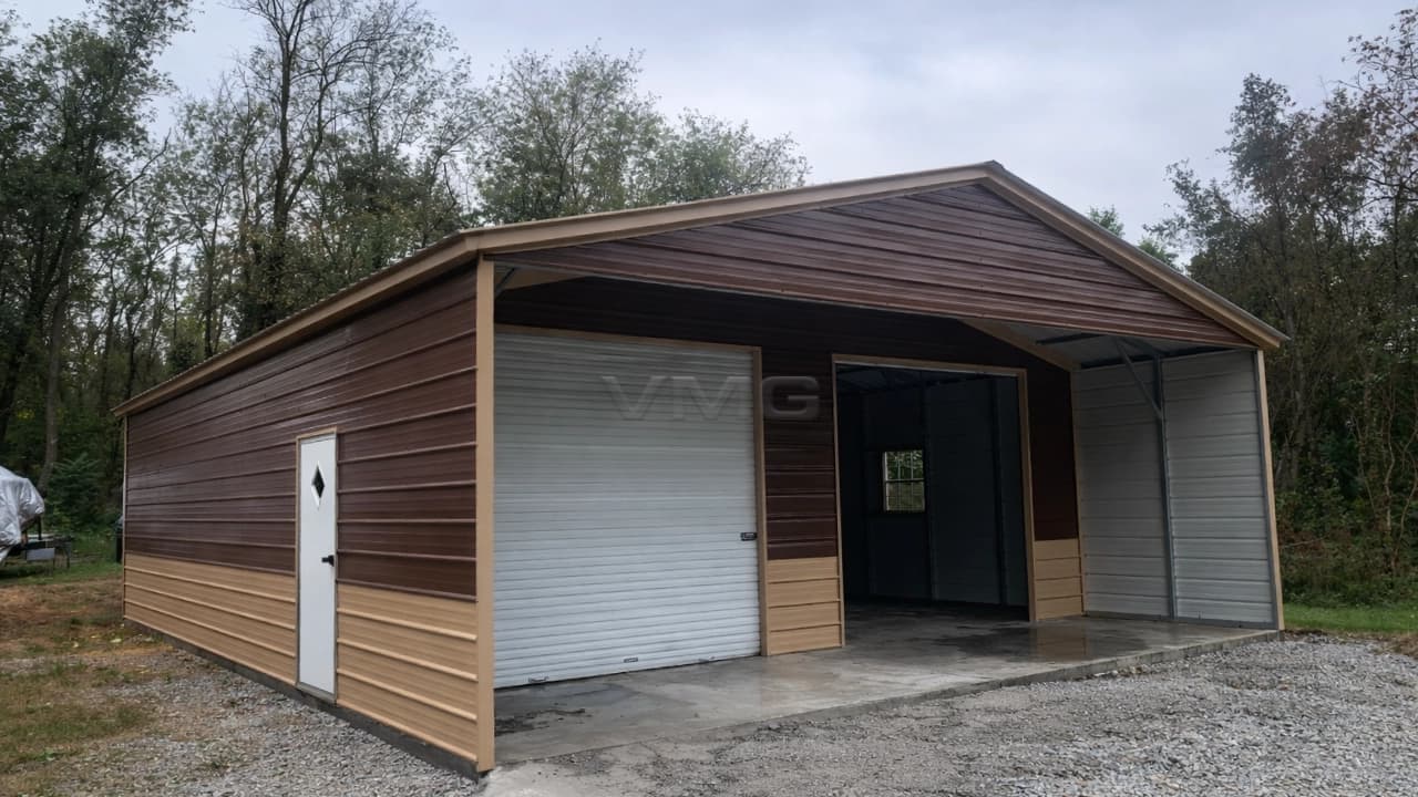 30x40x10 Double Wide Garage with Porch