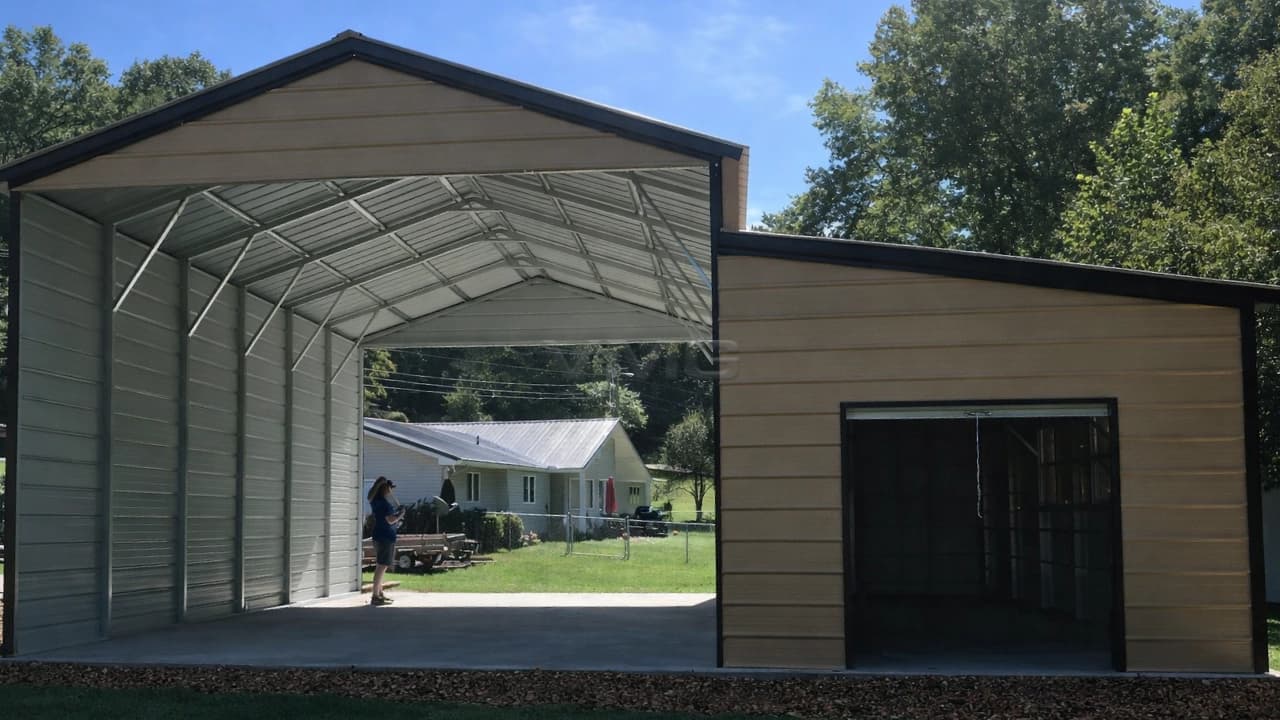 18’x30’x12′ RV Garage With Enclosed Lean To