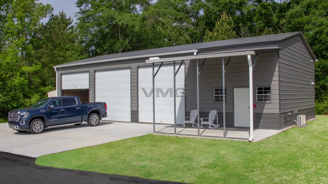 30’X55’X12′ Metal Garage with Lean To