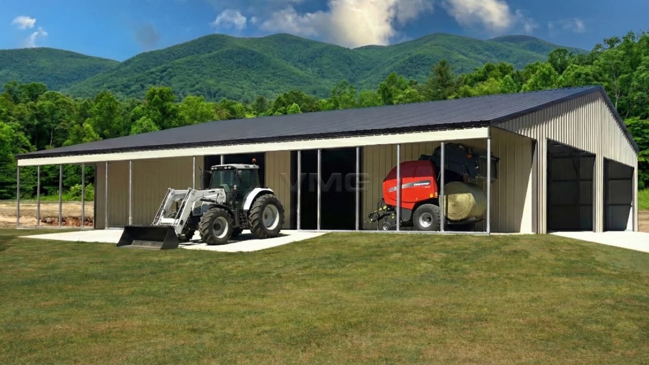 50’x60’x12′ Metal Garage With Lean To