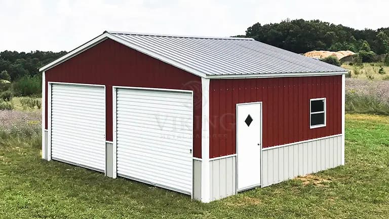 22x20x9 Vertical Two Car Metal Garage