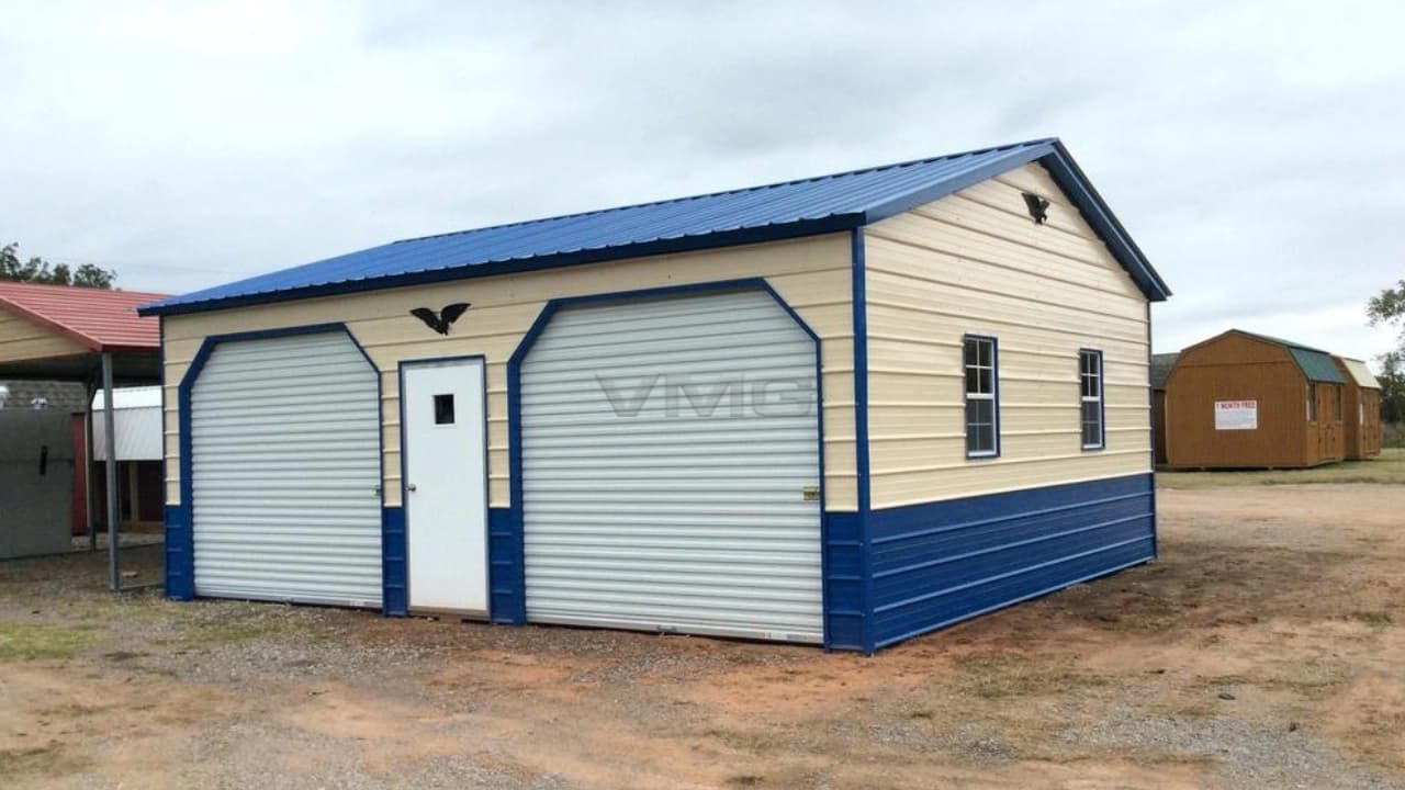 22x26x11 Two Car Side Entry Metal Garage