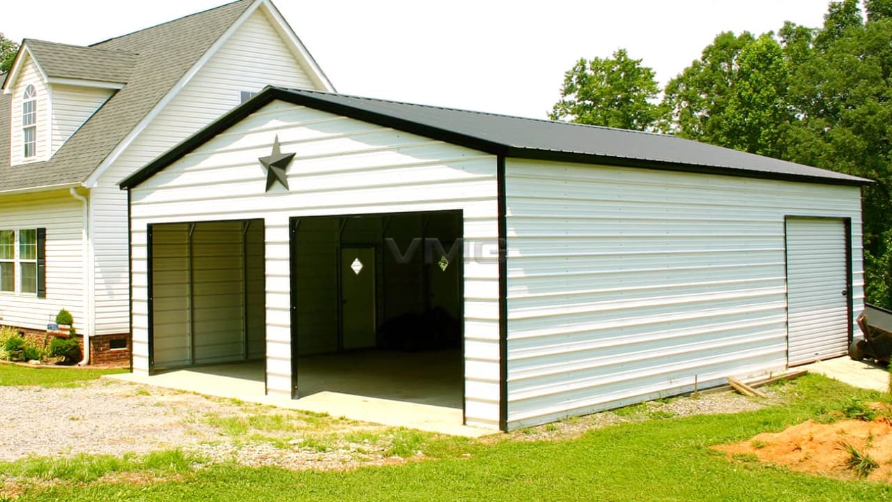 26x36x10 Two Car Metal Garage