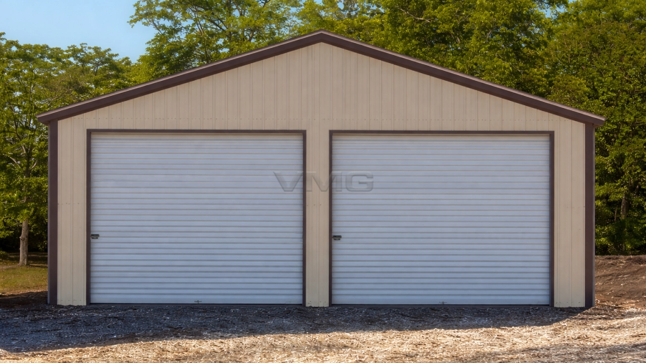 24x41x11 Enclosed All Vertical Workshop Building Front View 1