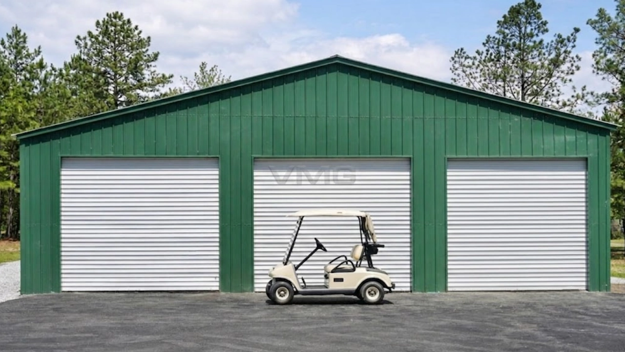 40x61x11 All Vertical Steel Garage Front View