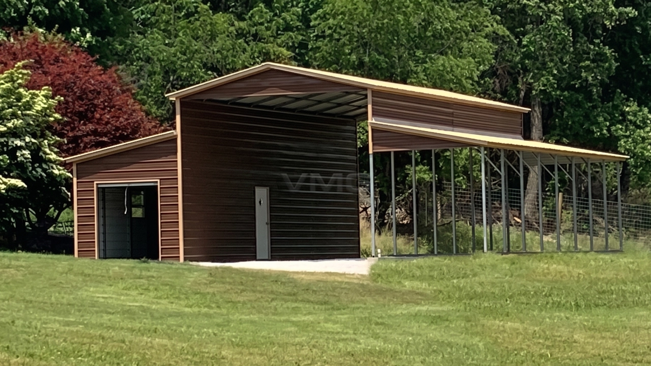 38x40x14 Steel Pole Barn Front View