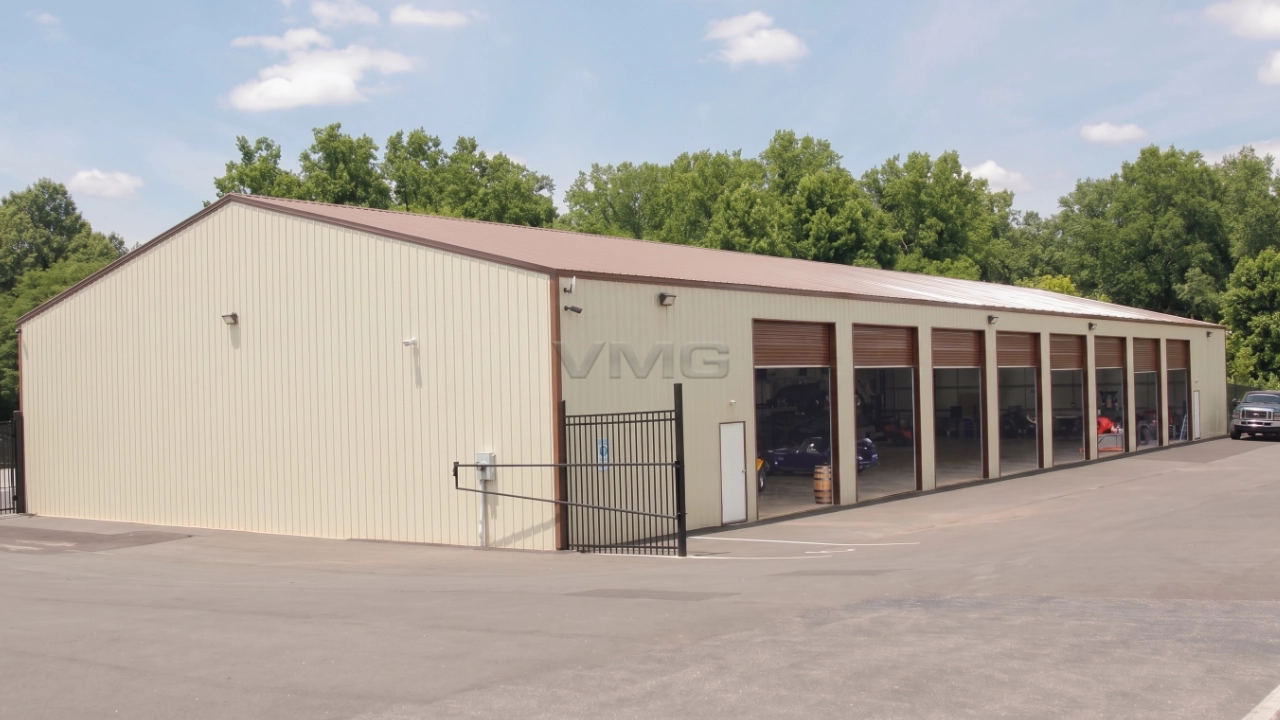 40x120x16 Commercial Steel Garage Front View