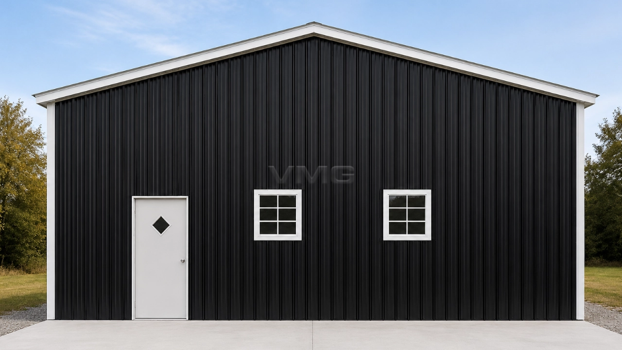 30x45x14 3 Car Steel Garage Side View Ai