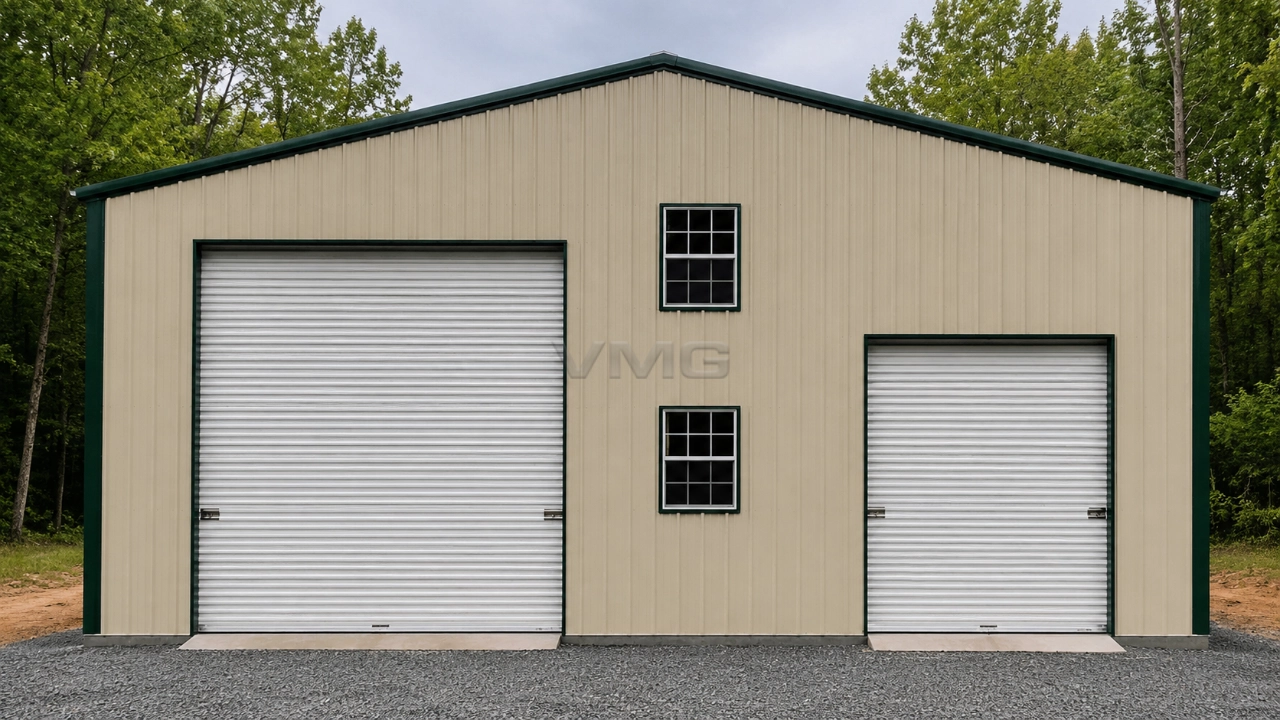 40x50x16 Steel Garage Building Ai Illustration