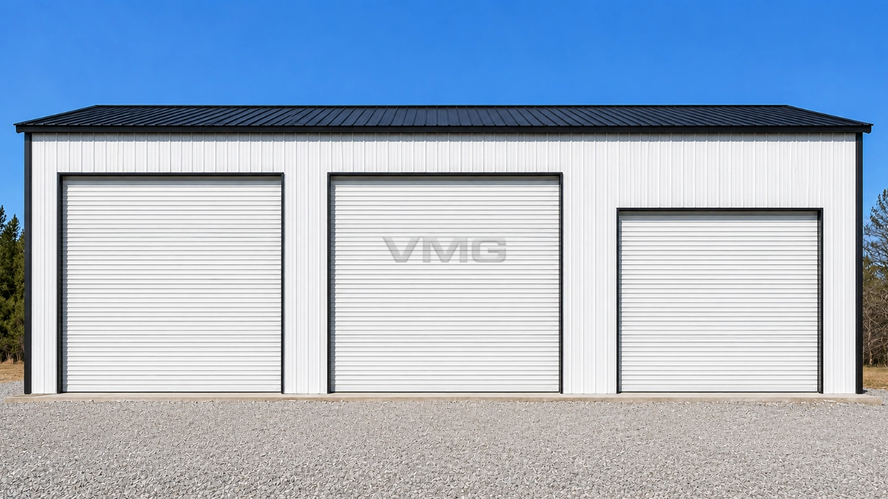 24x40x12 All Weather Steel Garage Front View Ai