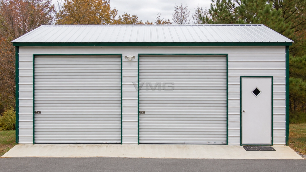 24x30x10 Side Entry Steel Garage Front View Ai