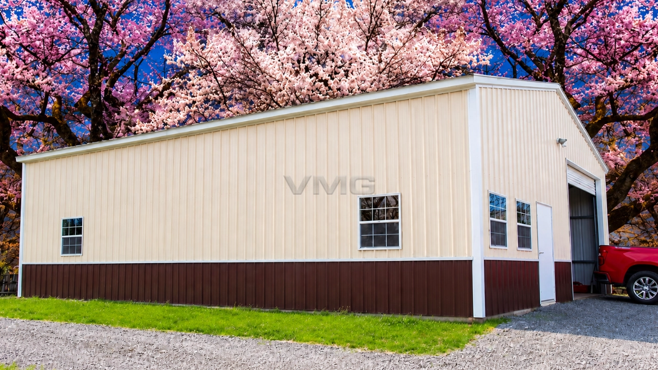 40x40x14 Metal Garage Corner View Ai Illustration