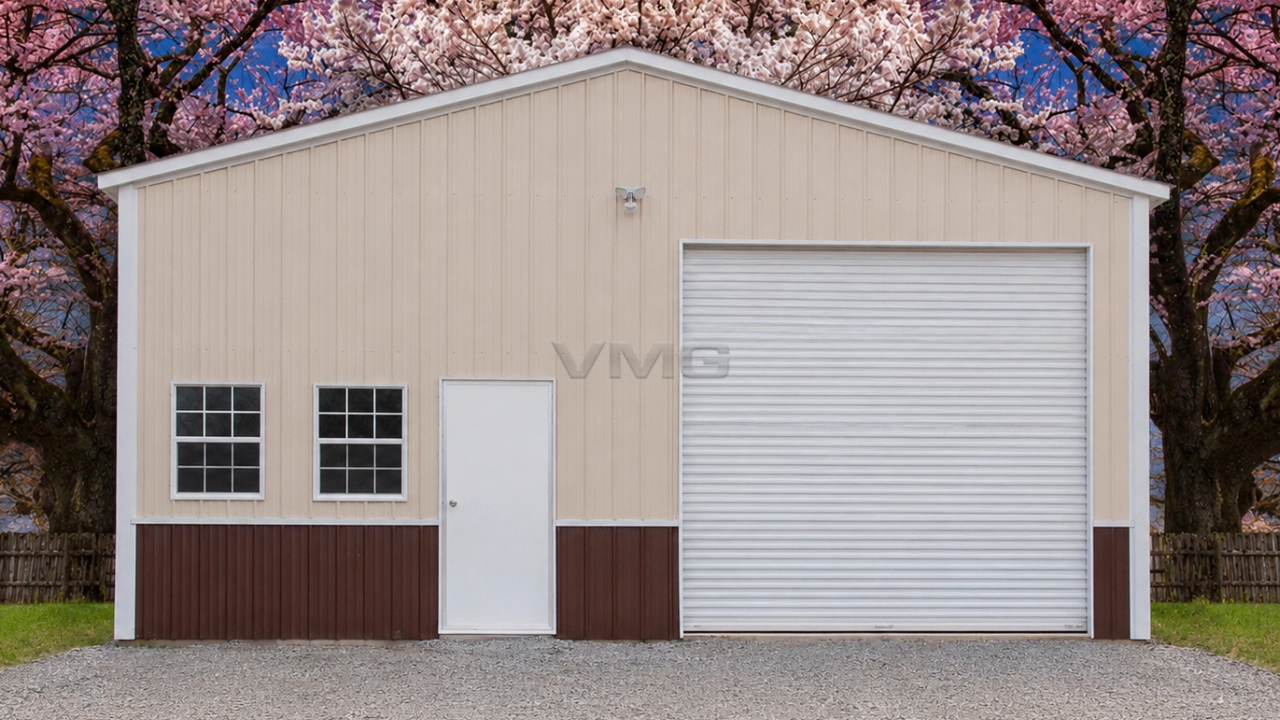 40x40x14 Steel Garage Front View Ai Illustration