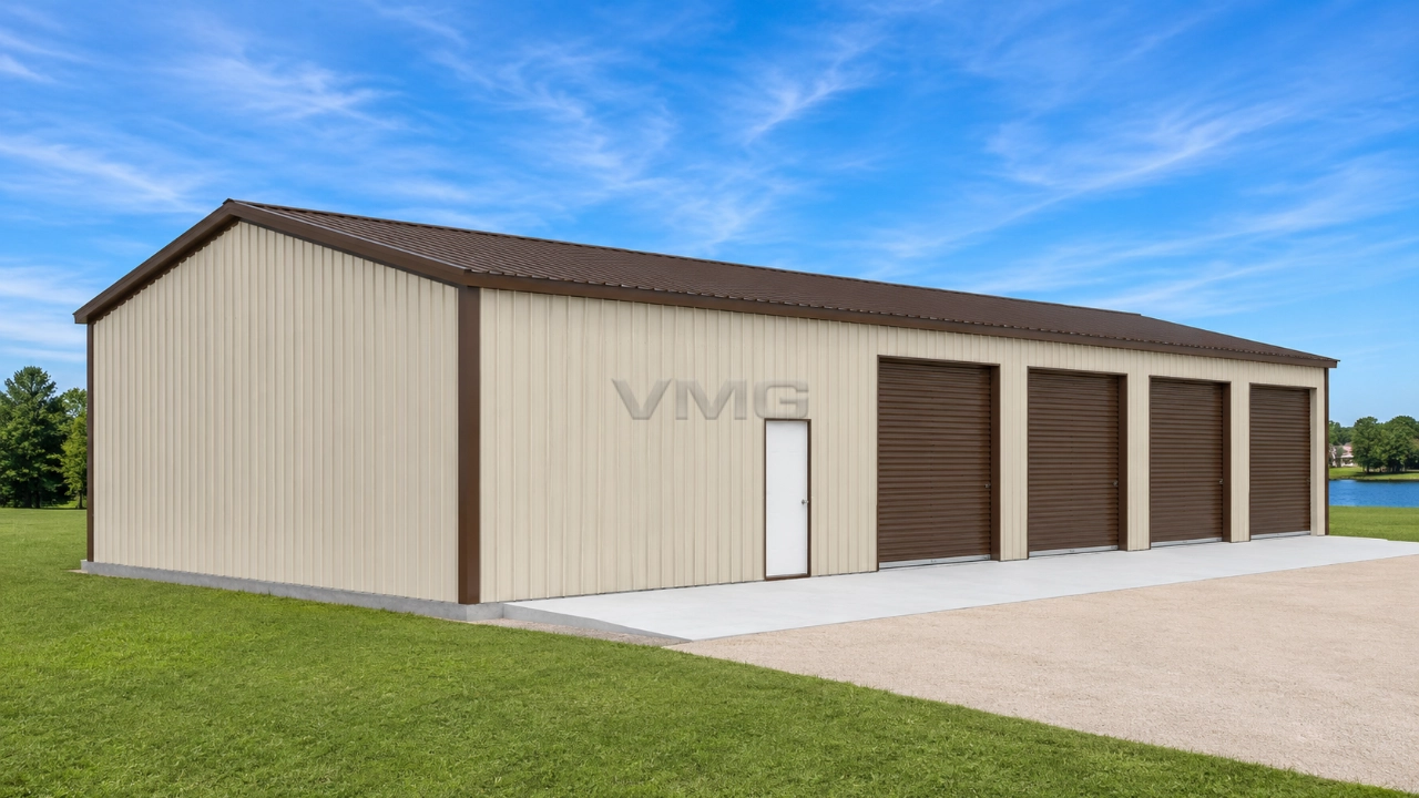 30x80x12 Commercial Metal Building Side View Ai