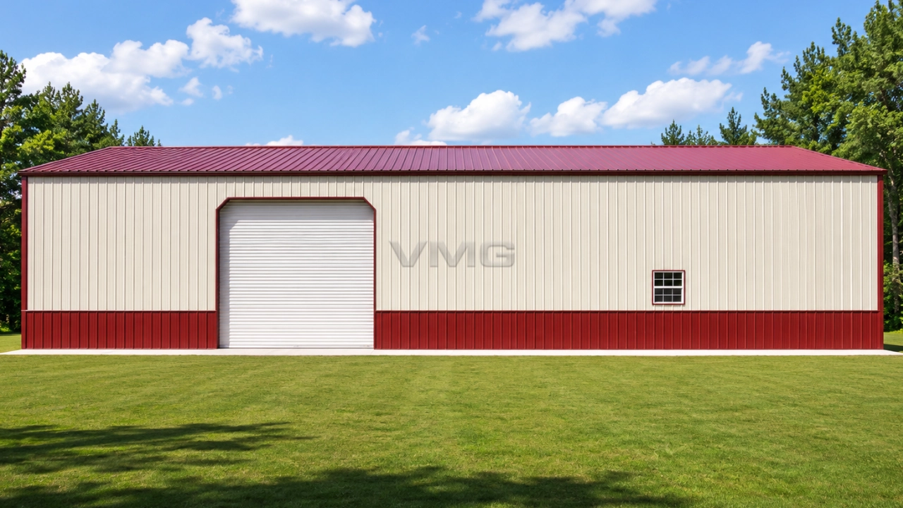 48x76x16 Clear Span Building With Lean To Back View Ai Illustration
