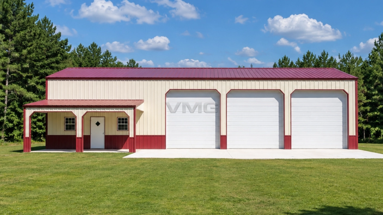 48x76x16 Commercial Structure With Lean To Front View Ai Illustration