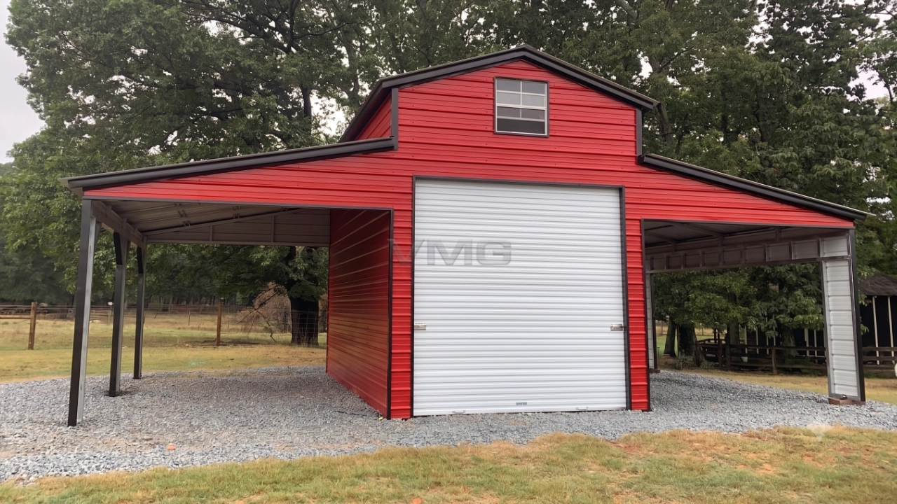 36x20x14 Custom Metal Barn Front View