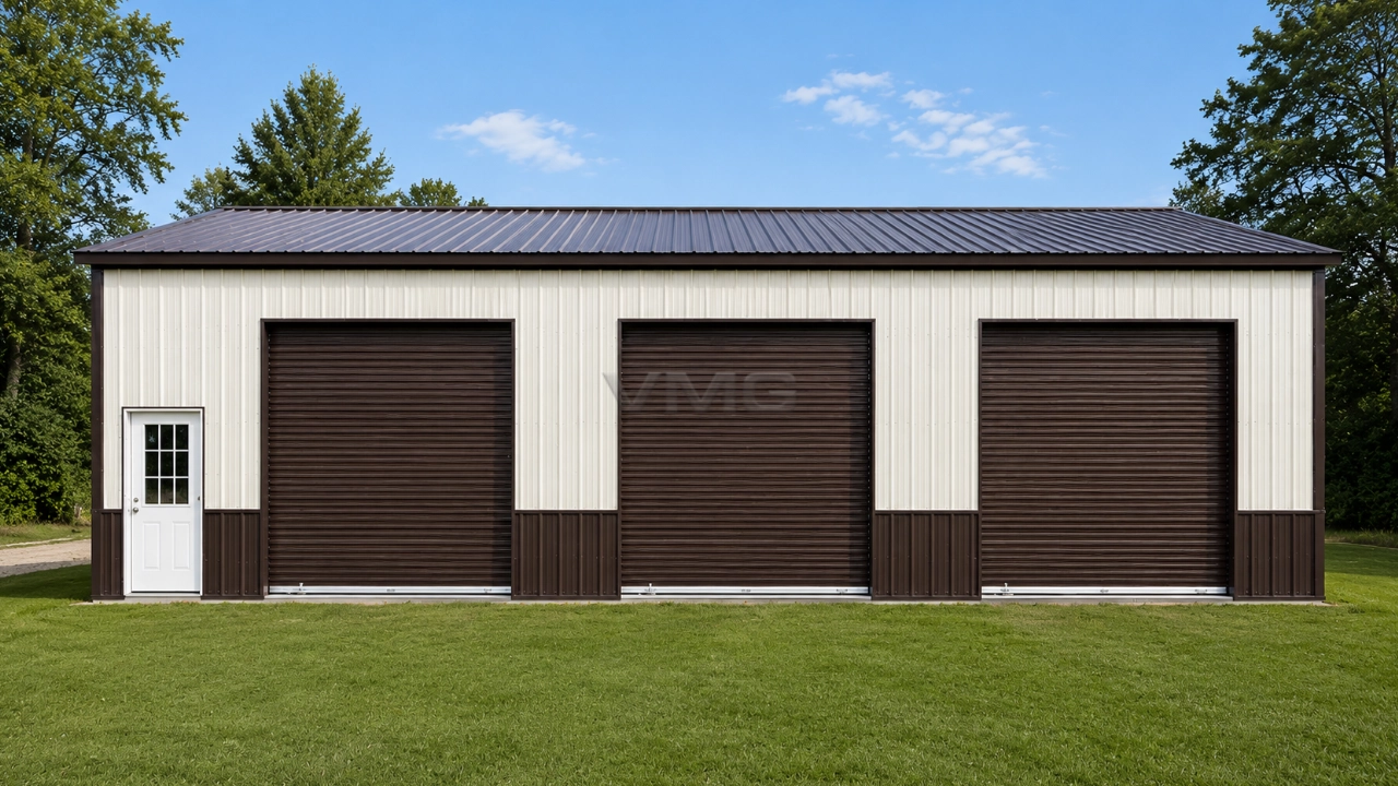 30x40x12 Two Tone Steel Garage Front View Ai
