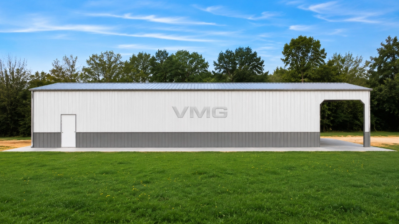 30x75x12 Commercial Garage Steel Building Side View Ai