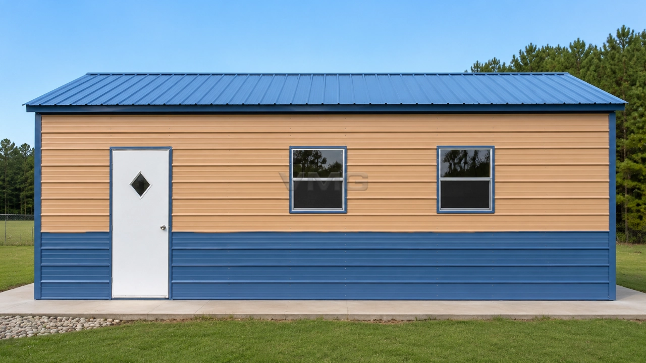 20x26x09 Fully Enclosed Steel Garage Side View Ai