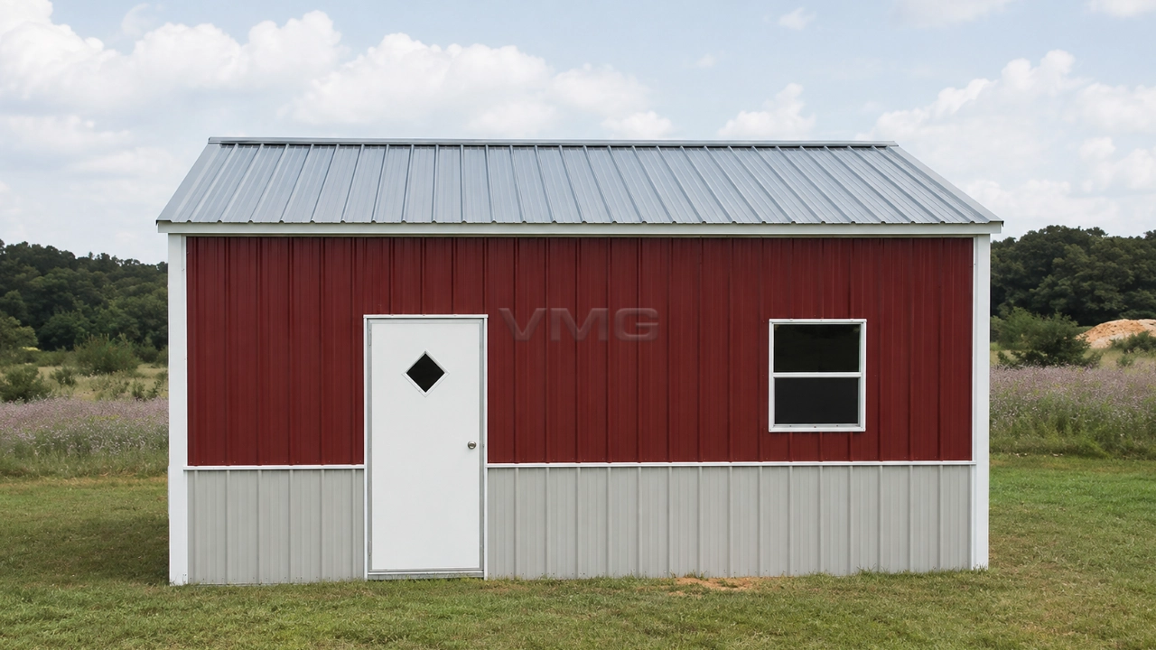 22x20x9 Two Car Steel Garage Side View Ai