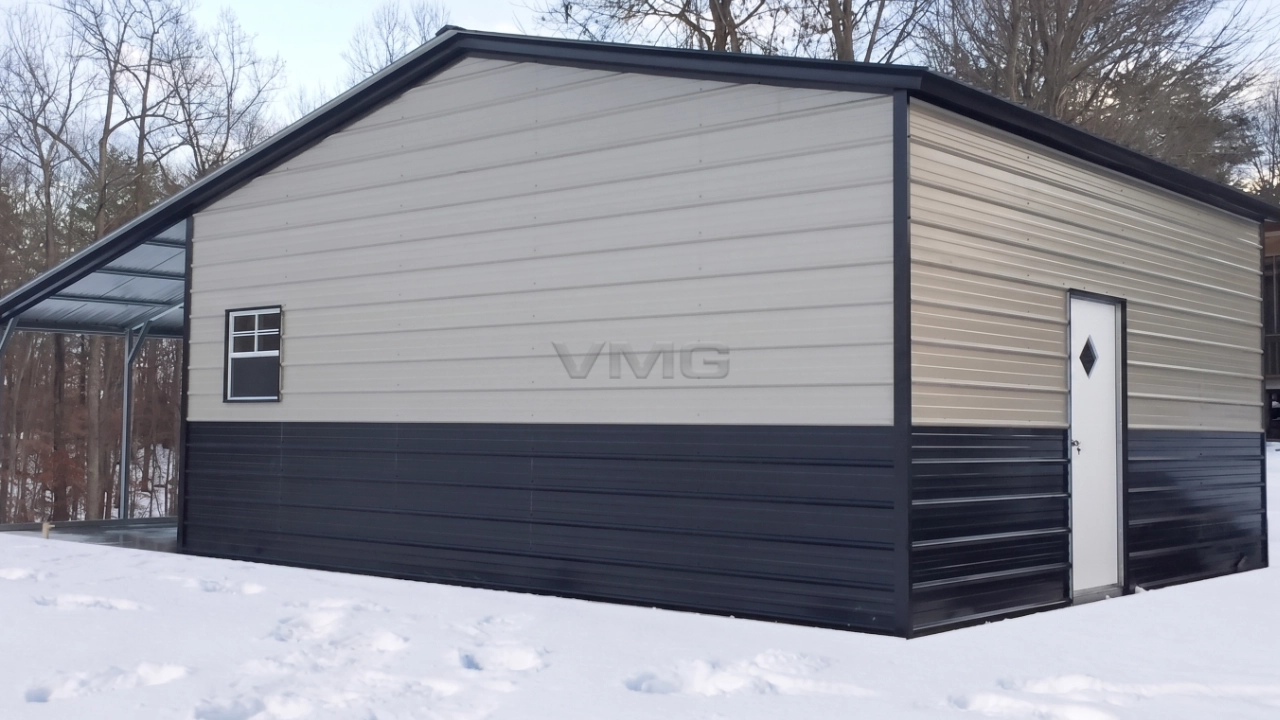 24x20x10 Lean To Steel Garage