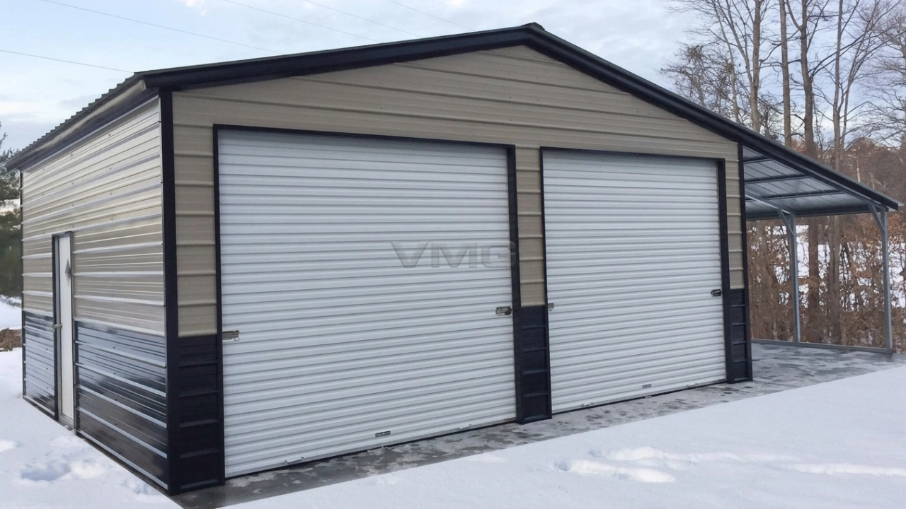 24x20x10 Metal Garage With Lean To