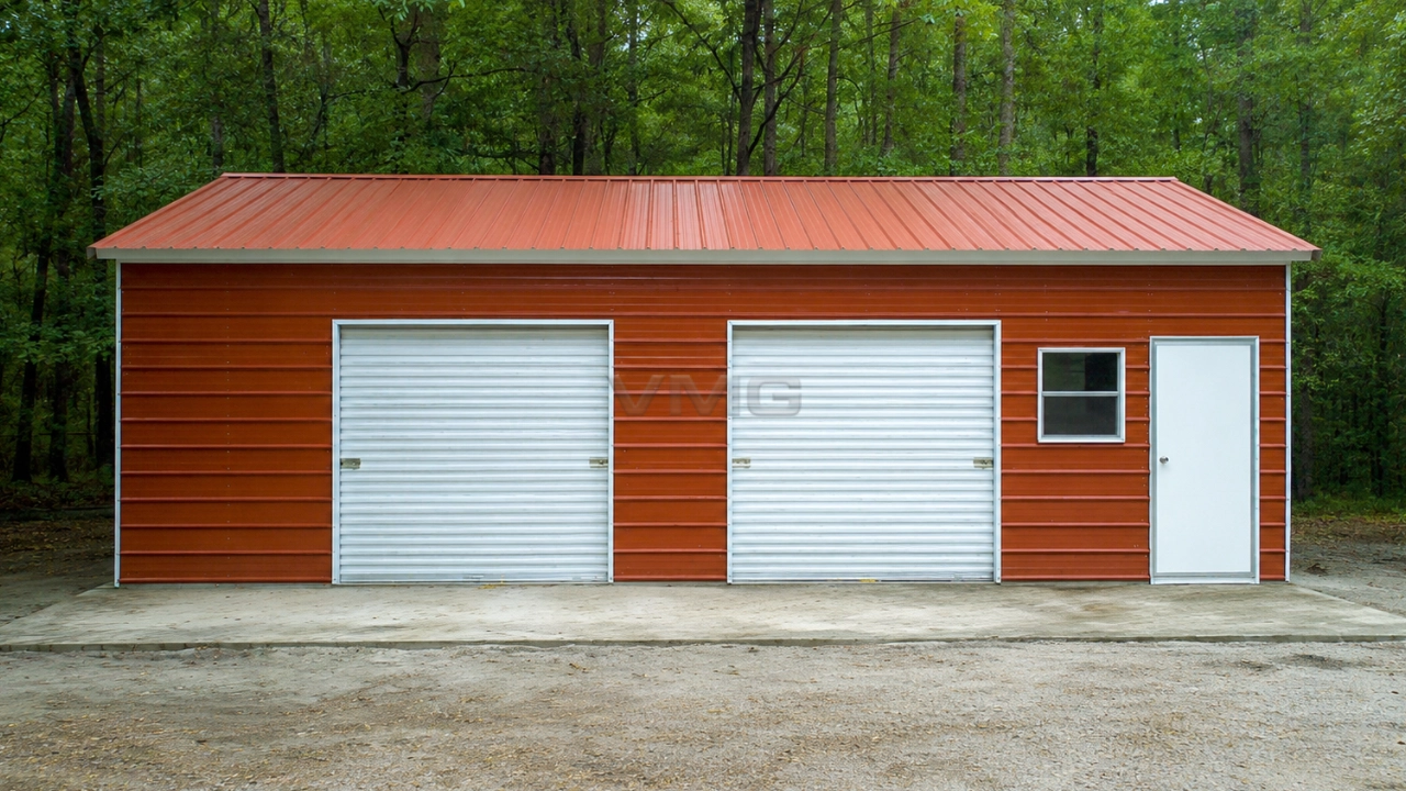 24x35x9 Vertical Roof Steel Garage Front View AI Illustrations