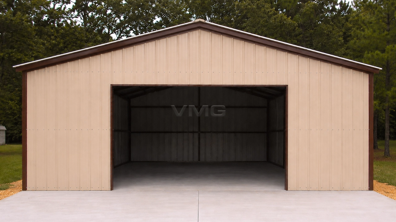 24x40x9 Vertical Metal Garage Front View AI Illustrations