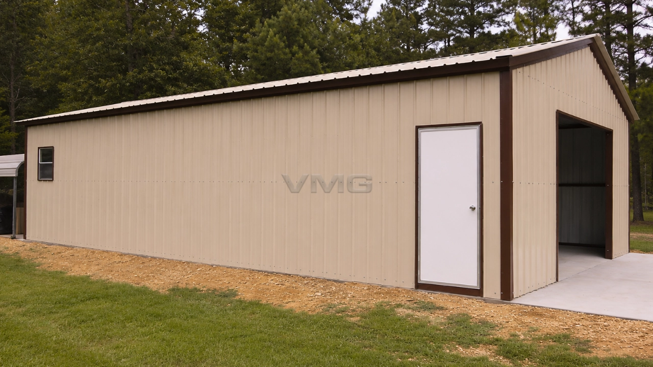 24x40x9 Vertical Steel Garage Side View AI Illustrations