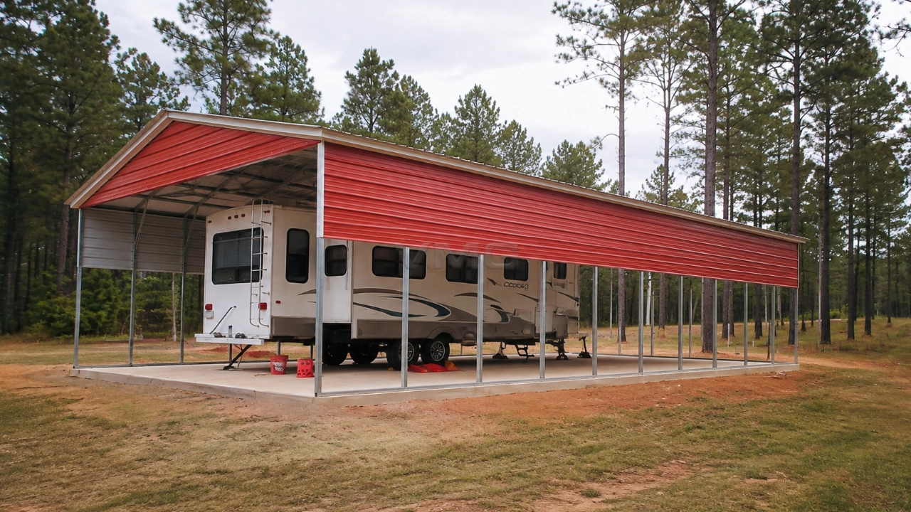 24x41x10 Rv Metal Carport Side View Ai