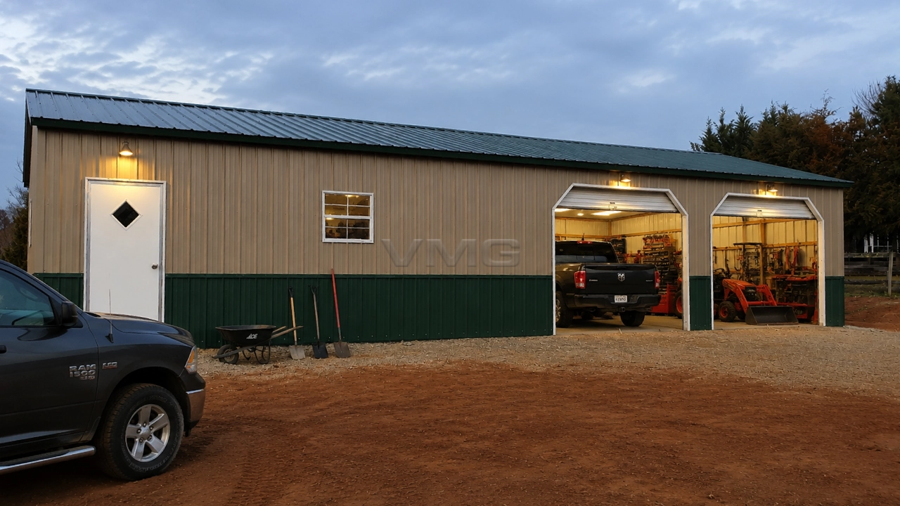 30x55x9 All Vertical Garage Building Open