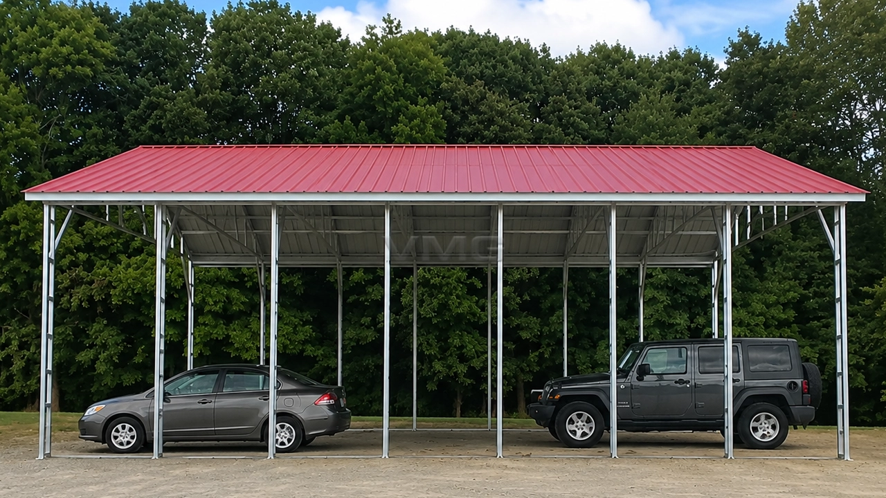 40x40x14 Commercial Metal Shelter Side View Ai
