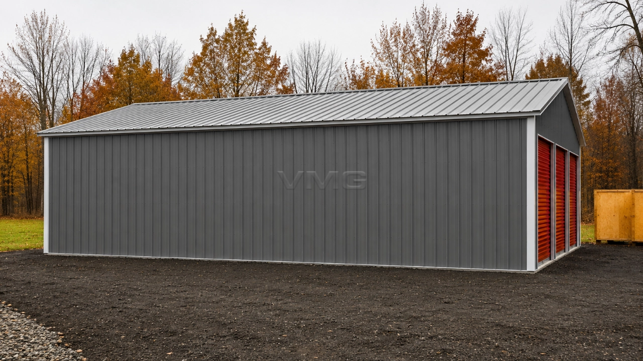 44x44x14 Three Car Metal Garage Side Ai