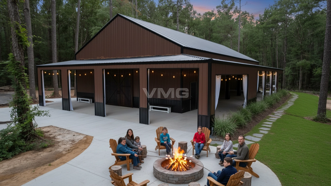 40x80x14 Steel Garage with Full Wraparound Lean-To