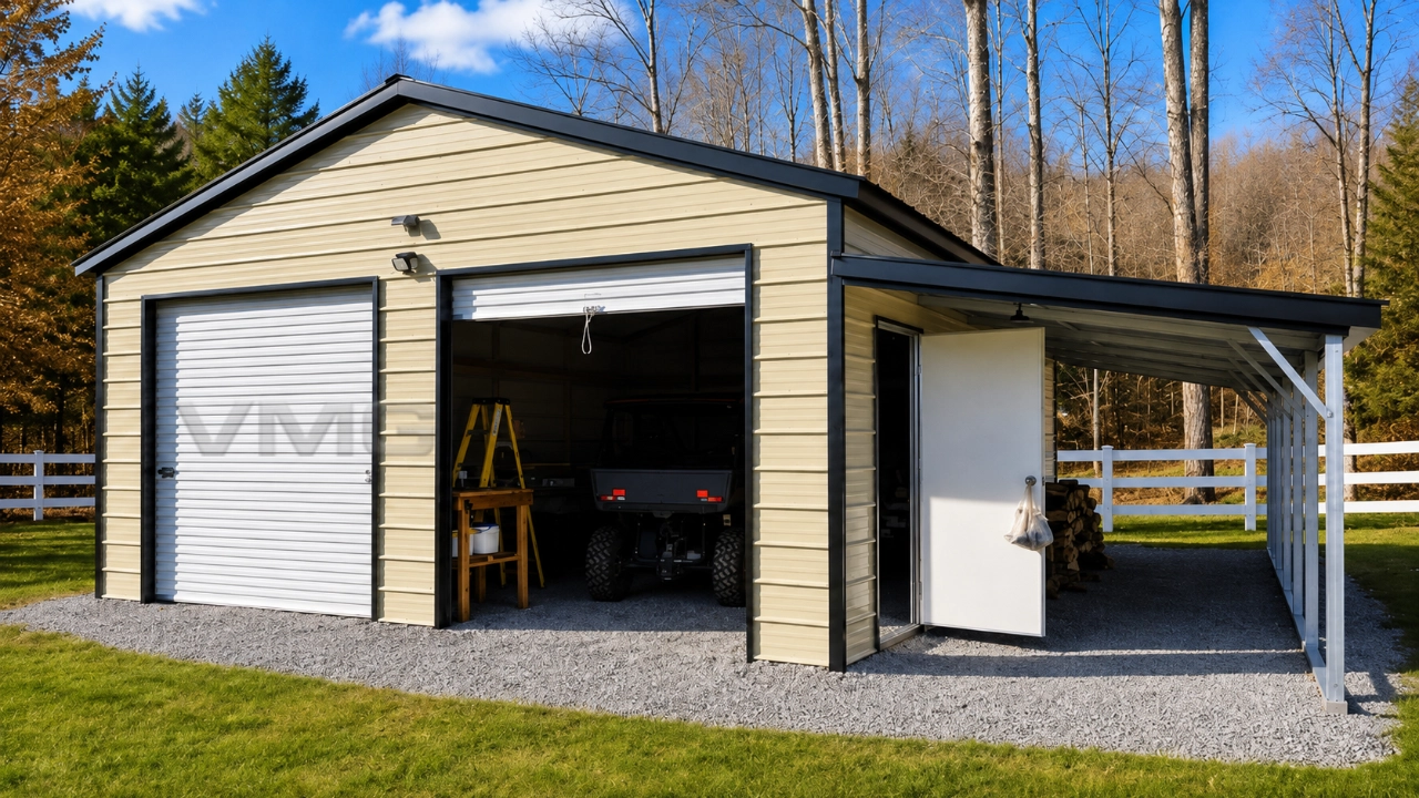 22x26x9 Garage with Lean-To