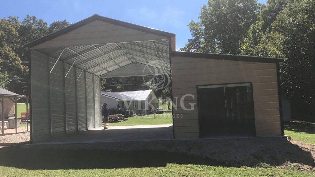 18x30x12 rv garage with enclosed lean to - viking metal