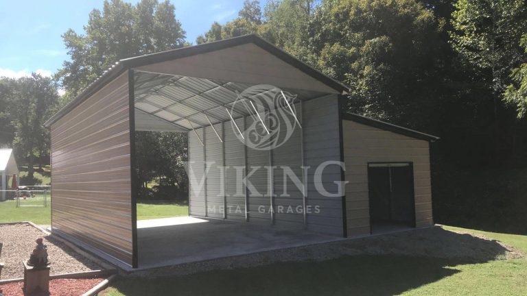 18x30x12 RV Garage With Enclosed Lean To - Viking Metal Garages