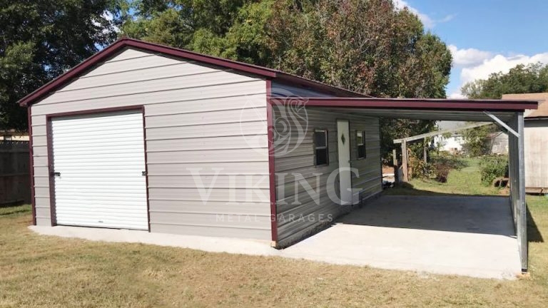 20x26x9 Vertical Roof Garage With Lean To