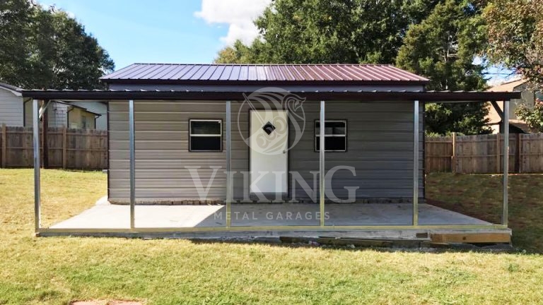 20x26x9 Vertical Roof Garage With Lean To