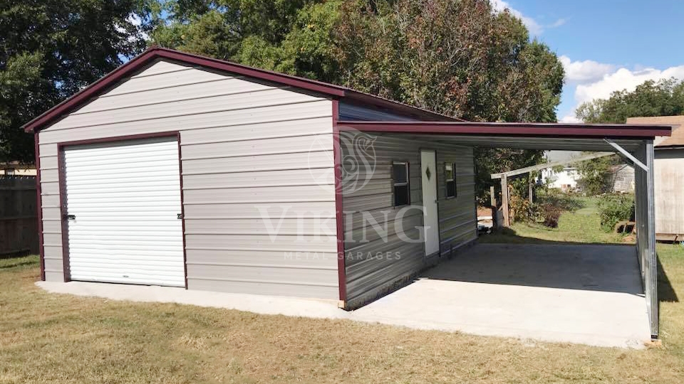 20x26x9 Vertical Roof Garage With Lean To - Viking Metal Garages