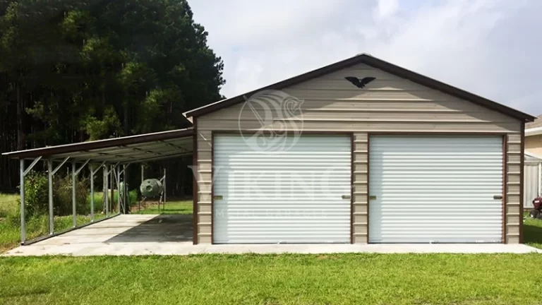 22x26x10 Enclosed Metal Garage With Lean To