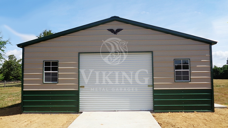 24x41x9 Fully Enclosed Vertical Roof Garage - Viking Metal Garages