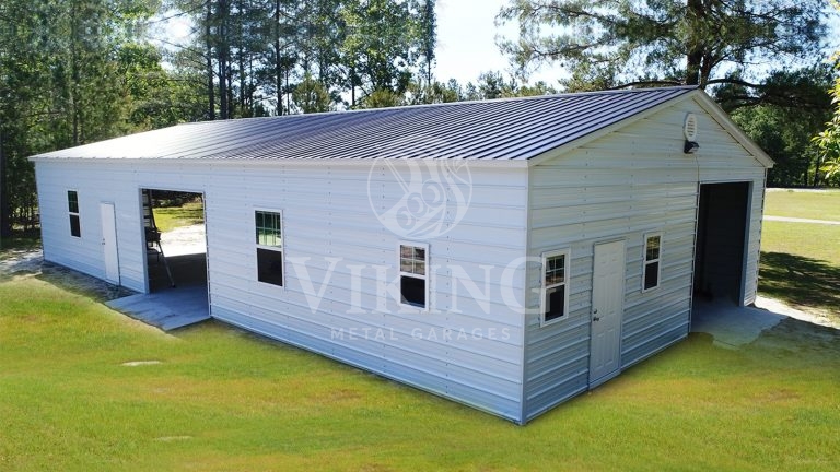 30x61x10 Fully Enclosed Metal Garage Workshop