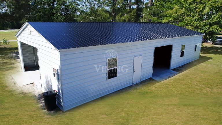 30x61x10 Fully Enclosed Metal Garage Workshop