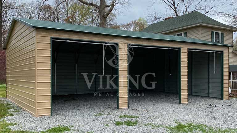 26x36x10 A-Frame Roof Style Metal Garage Side View