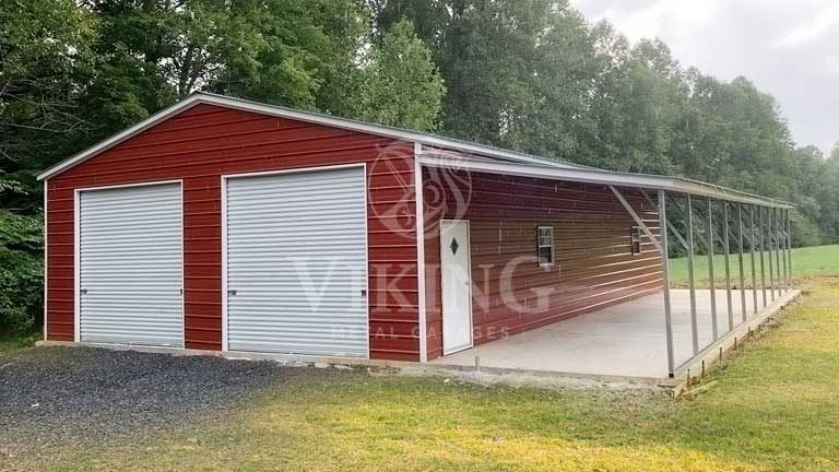 24’X50’X9′ Vertical Metal Garage with Lean To