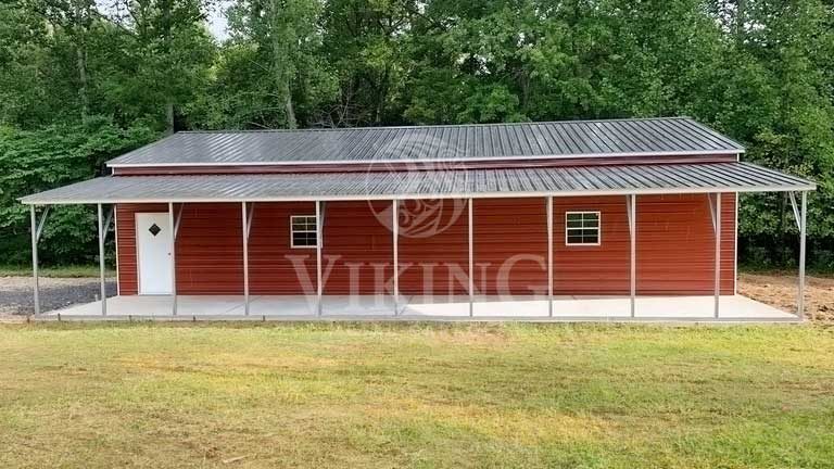 42’X50’X10′ Vertical Metal Garage with Lean To