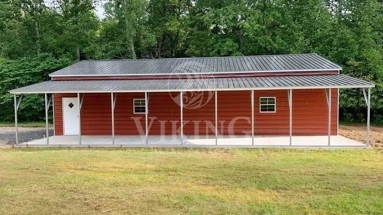 24’X50’X9′ Vertical Metal Garage with Lean To